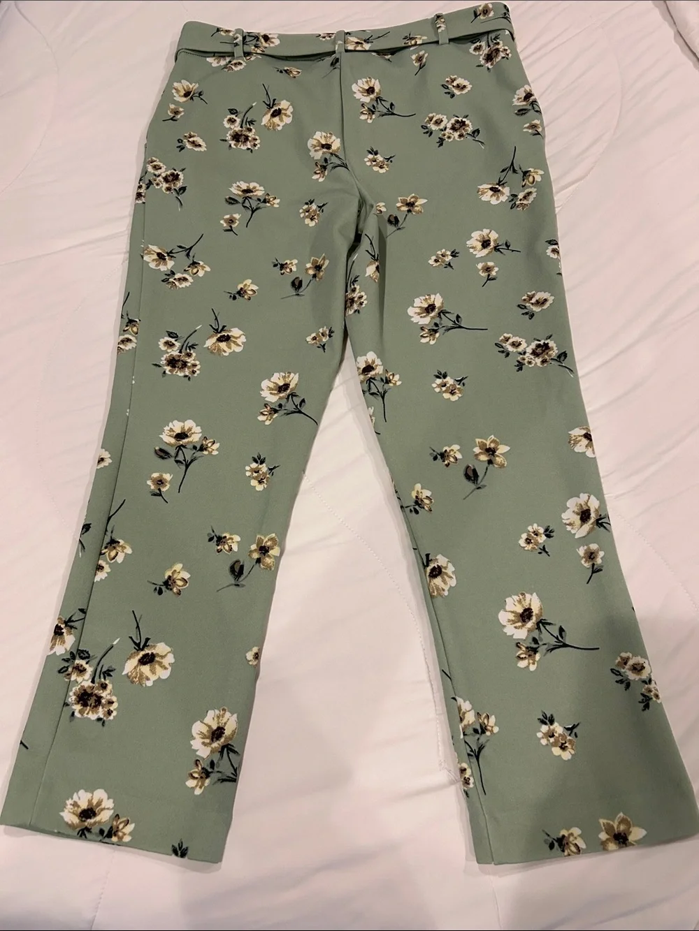 Jules & Leopold Sage Floral Tie-Waist Casual Pants - Picture 3 of 3